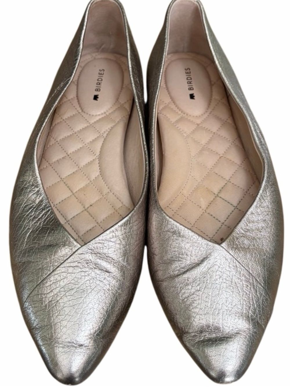 Birdies The Goldfinch ballet flats ,metallic gold leather pointed toe size 8.